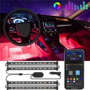 Car LED Lights,Smart Car Interior Lights with App Control, RGB Inside Car Lights